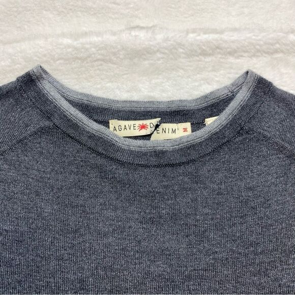 Agave Denim Crew Neck Long Sleeve Gray Lexington Fine Gauge Knit Sweater. Size M - Picture 7 of 13